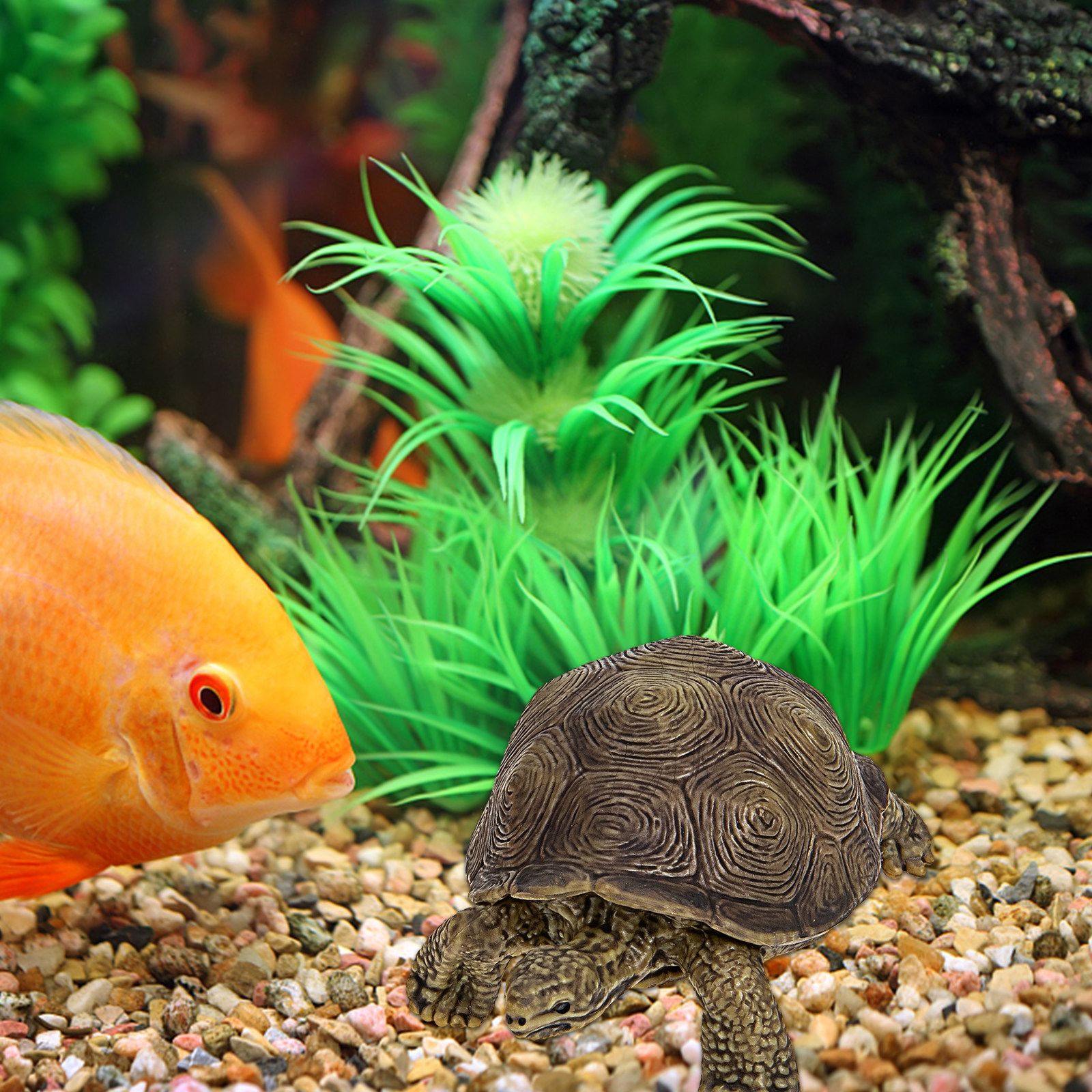 Marine Aquarium Home - 2Pcs Realistic Turtle Sculpture Premium Safe