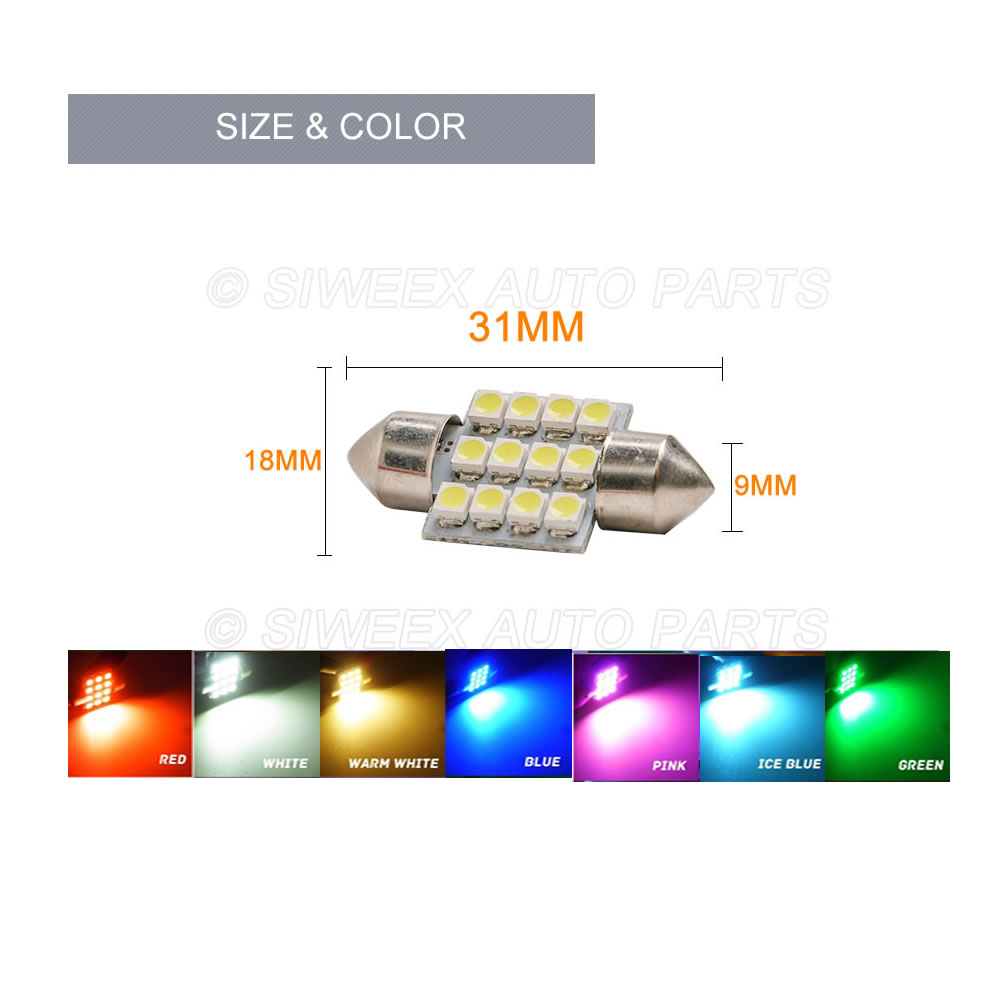 31mm 3528 1210 SMD 12 LED Car  - Actinic Blue Led reseña y precio