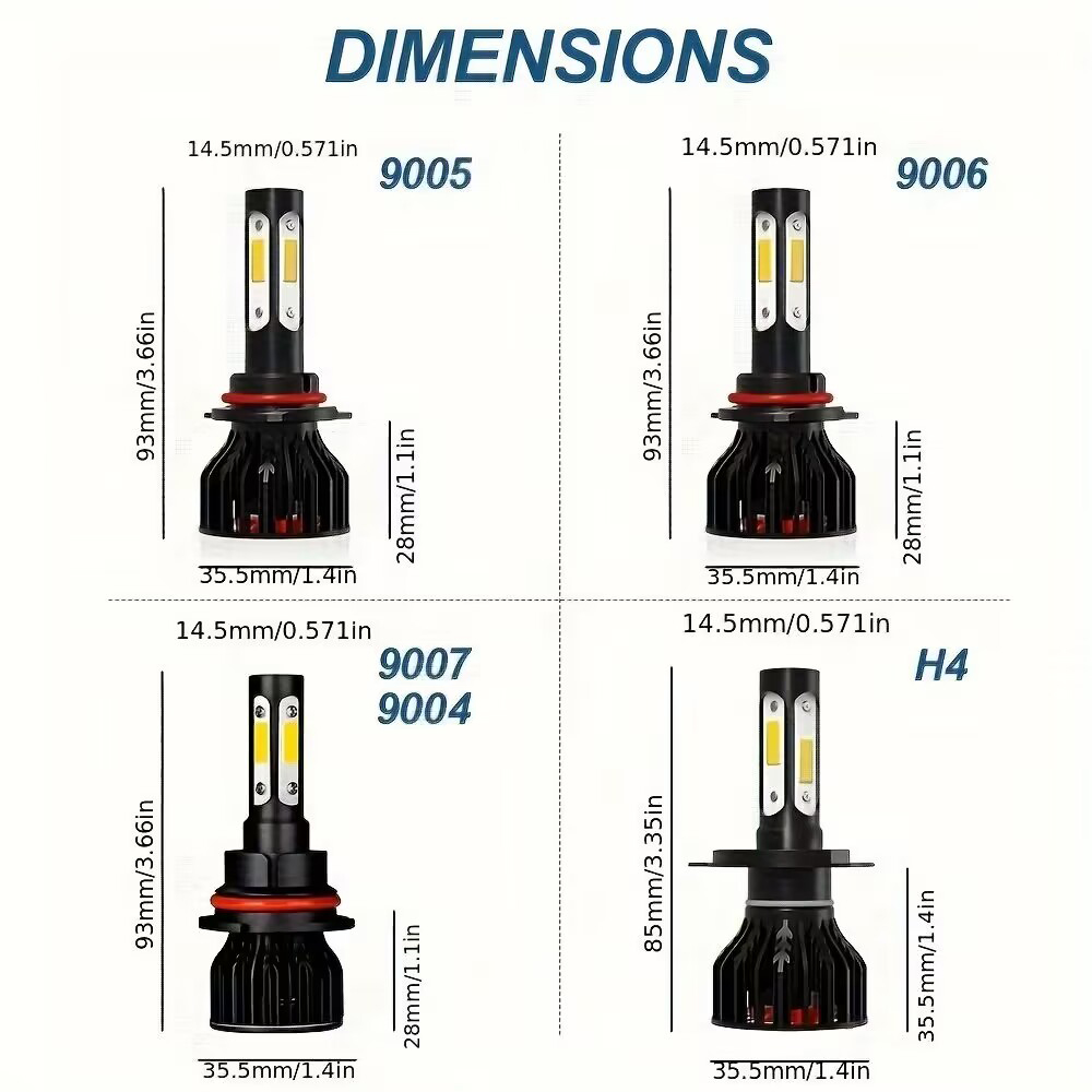 2pcs New 4 Sides 9005/HB3 9006 - Actinic Blue Led reseña y precio